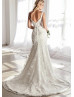 Ivory Floral 3D Lace Beaded Mermaid Wedding Dress